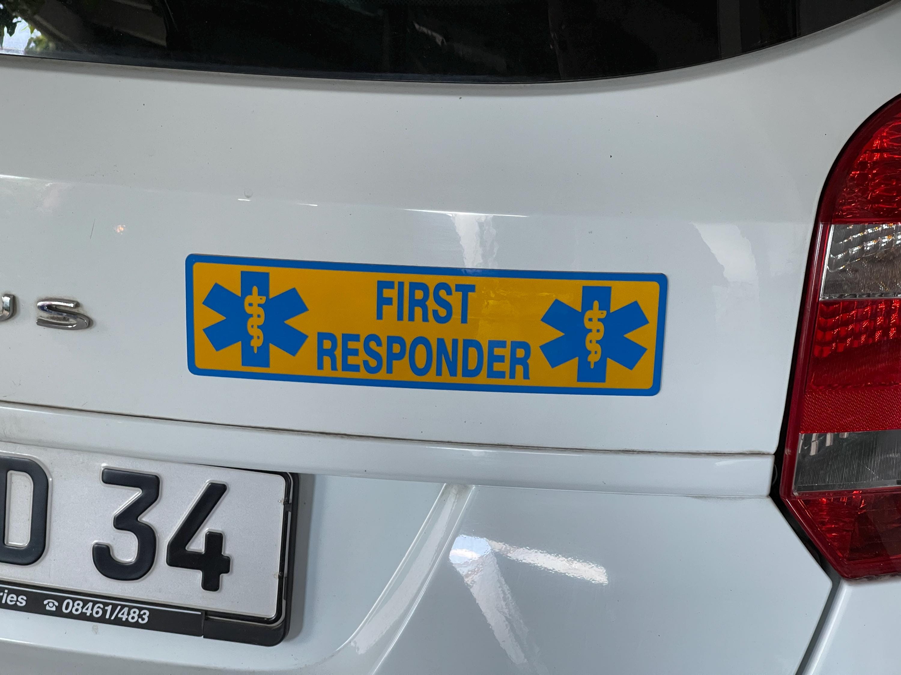Magnetschild „FIRST RESPONDER“  reflektierend blau-gelb 30 x 8 cm