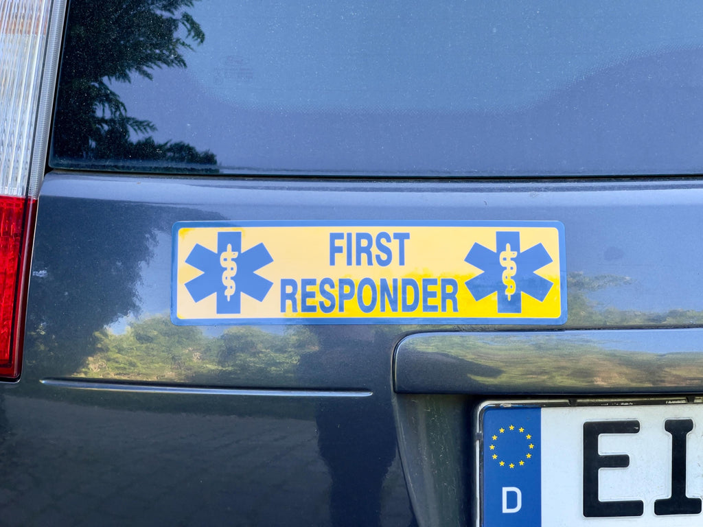 Magnetschild „FIRST RESPONDER“  reflektierend blau-gelb 30 x 8 cm