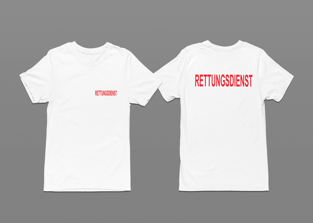 T-Shirt RETTUNGSDIENST mit reflektierendem Brust- und Rückendruck