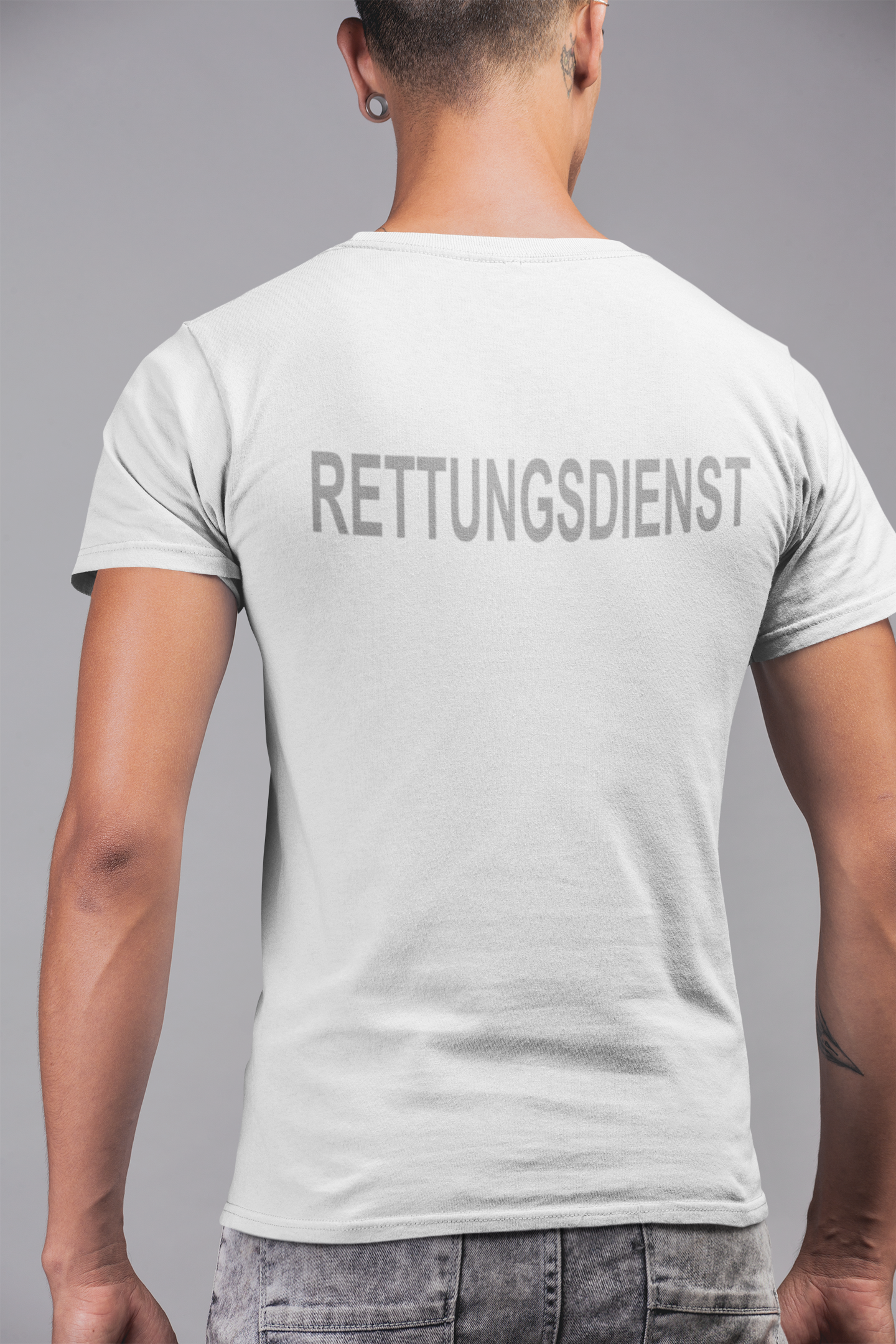 T-Shirt RETTUNGSDIENST mit reflektierendem Brust- und Rückendruck