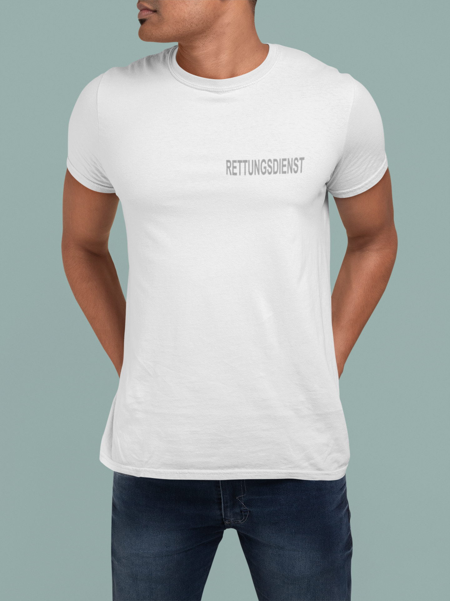 T-Shirt RETTUNGSDIENST mit reflektierendem Brust- und Rückendruck