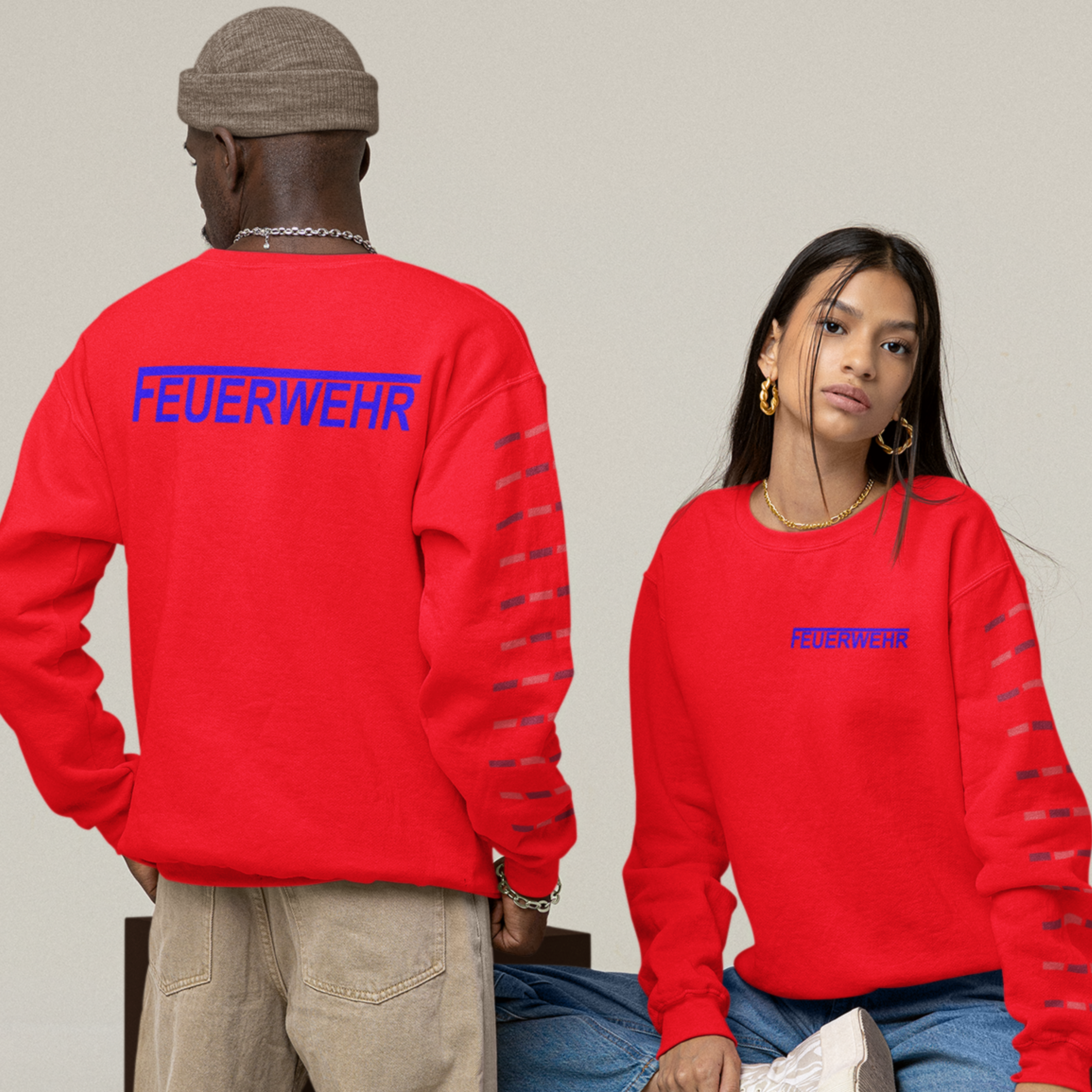 Sweatshirt FEUERWEHR mit reflektierendem Brust- und Rückendruck