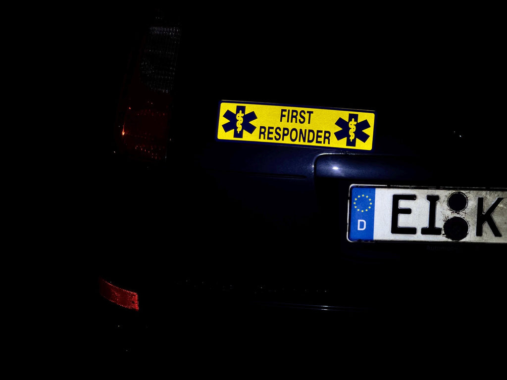 Magnetschild „FIRST RESPONDER“  reflektierend blau-gelb 30 x 8 cm