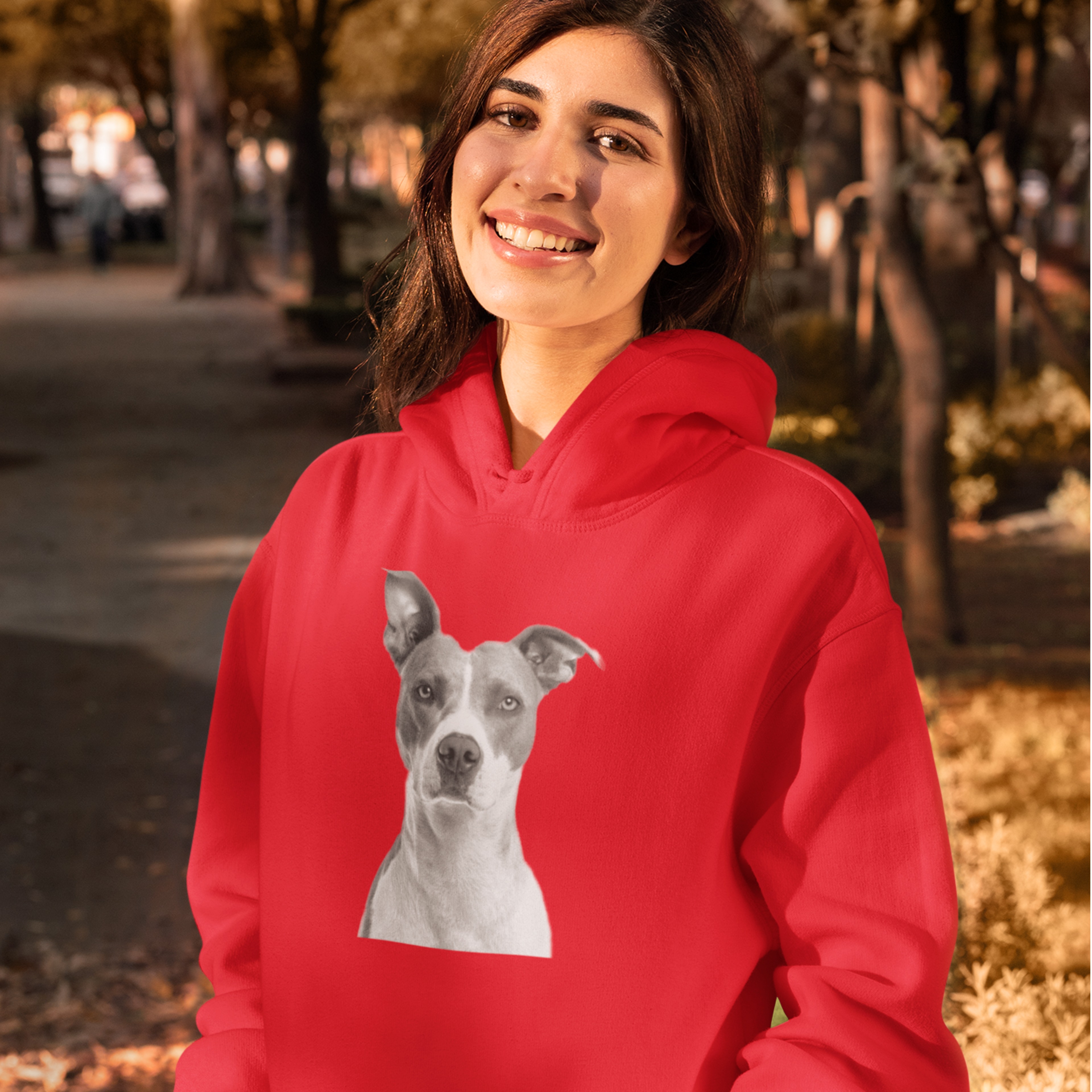 Hoodie mit Hundeportrait Hundekopf - personalisiert mit den Namen Ihrer liebsten Fellnase