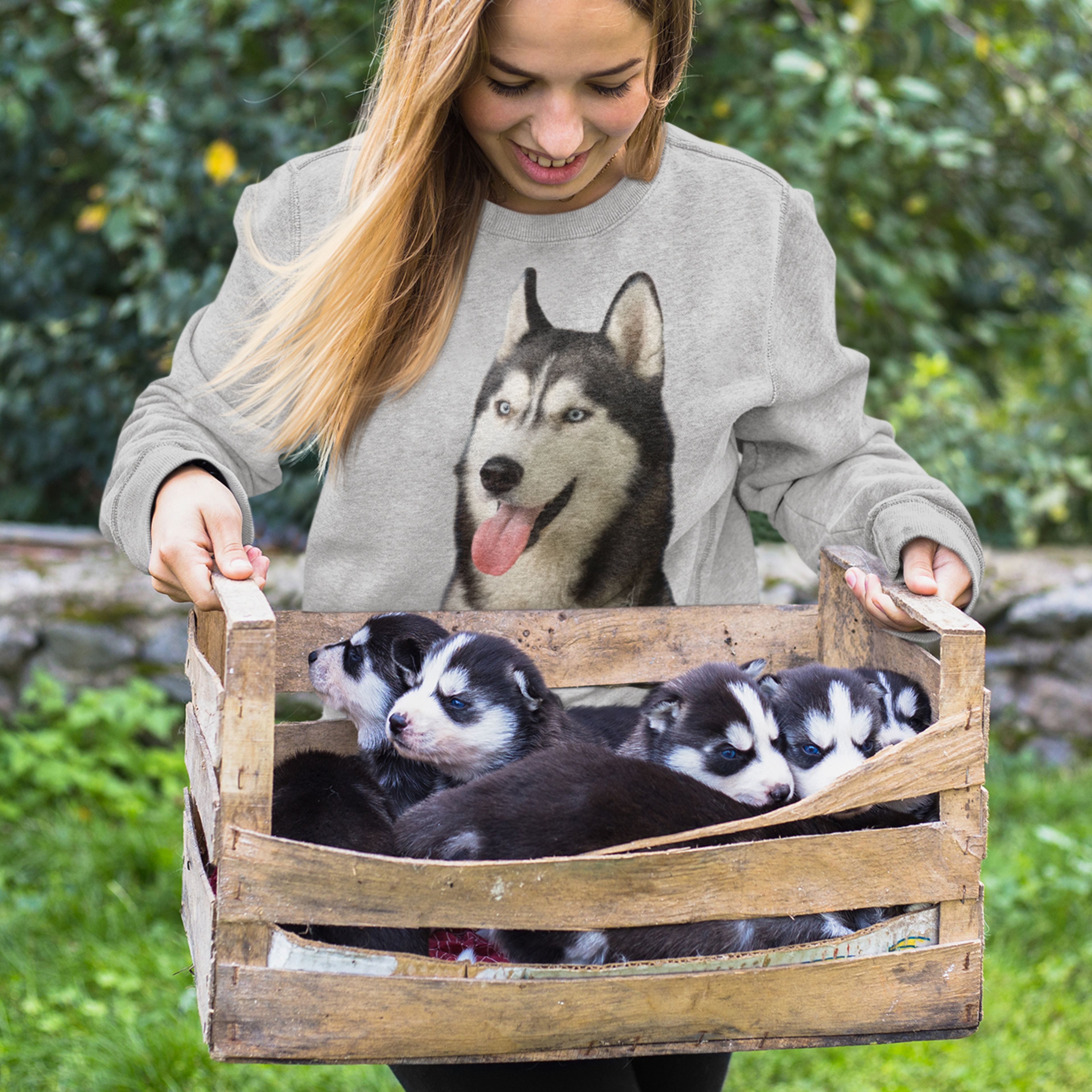Sweatshirt mit Hundeportrait - personalisiert mit den Namen Ihrer liebsten Fellnase