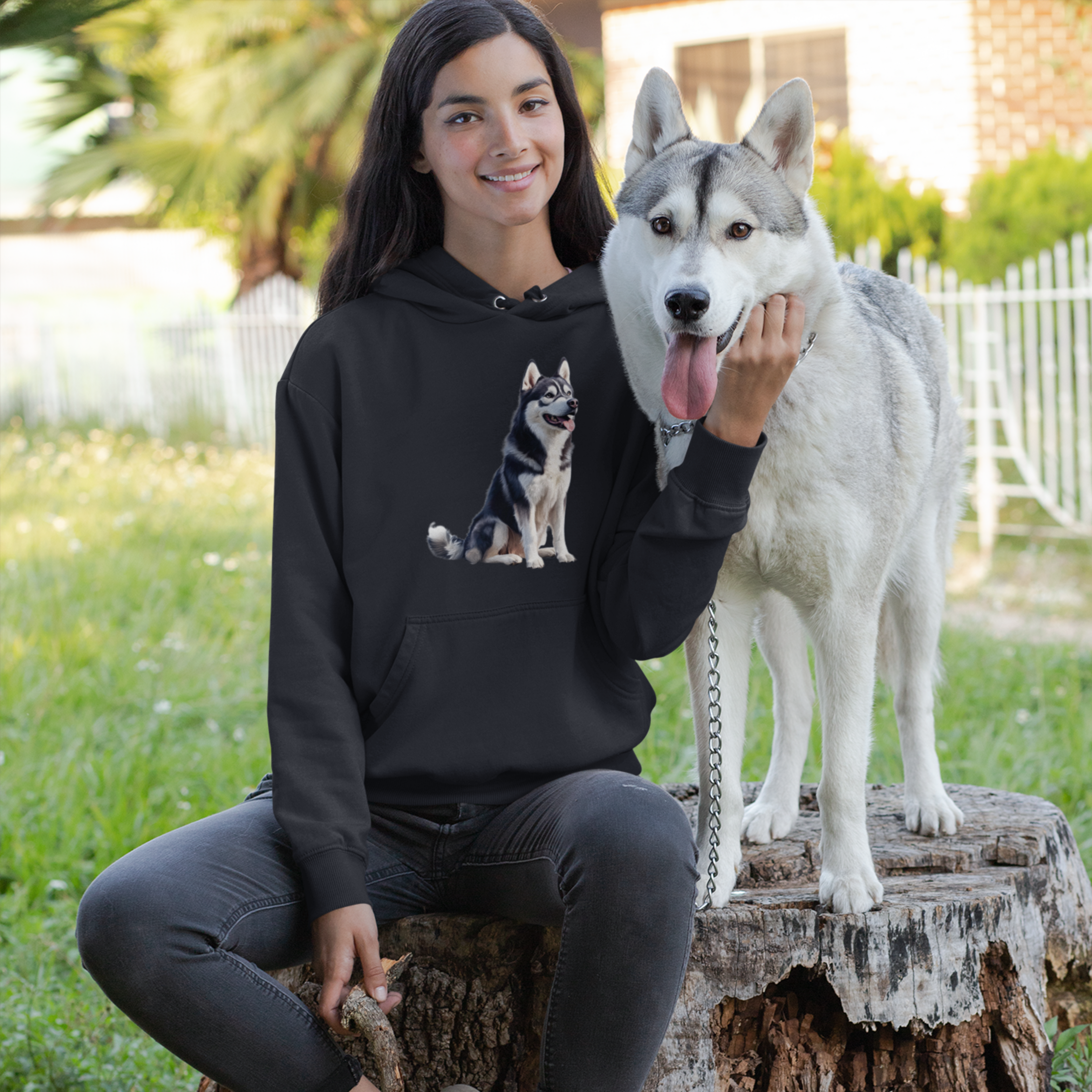 Hoodie mit Hundeportrait Hundekopf - personalisiert mit den Namen Ihrer liebsten Fellnase