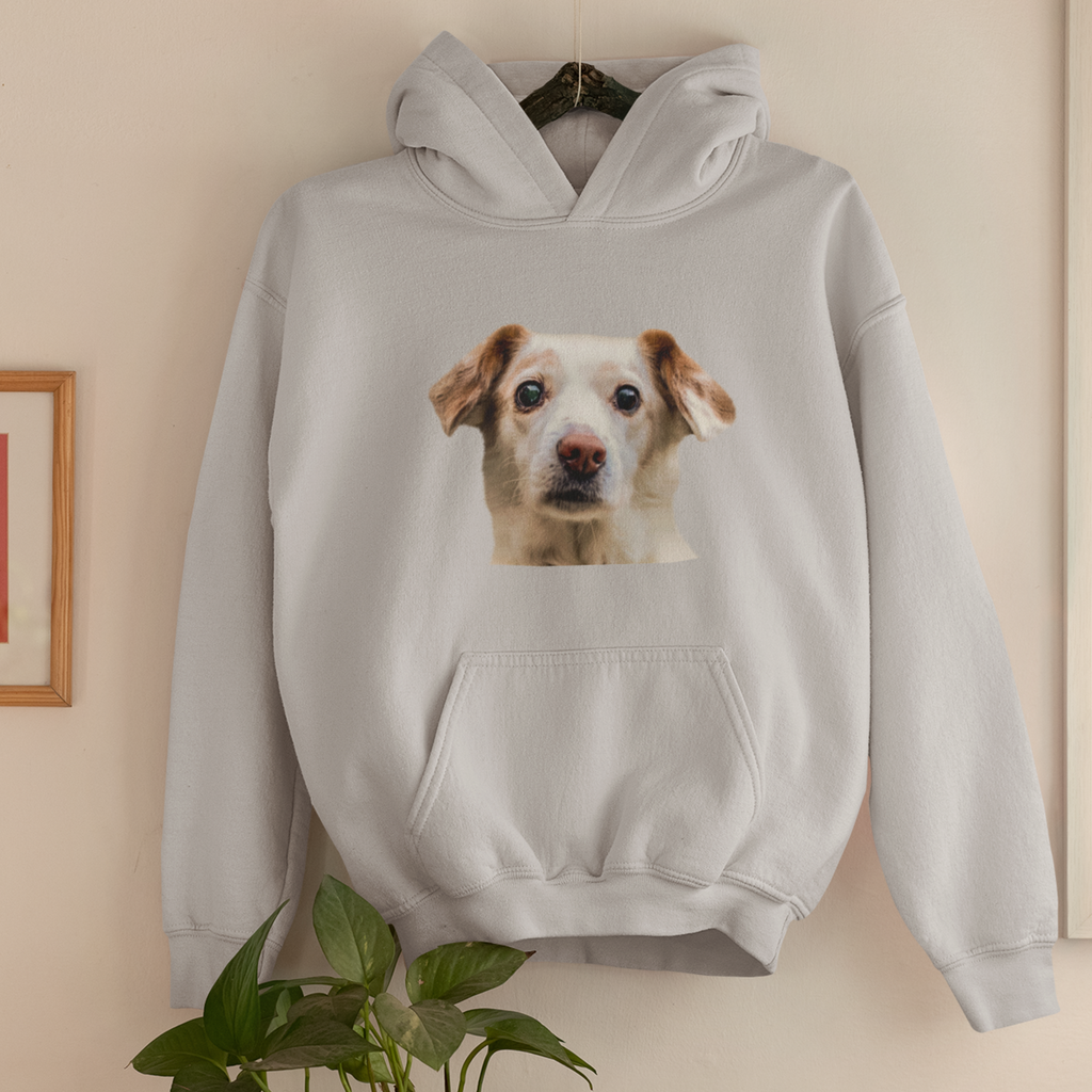 Hoodie mit Hundeportrait Hundekopf - personalisiert mit den Namen Ihrer liebsten Fellnase