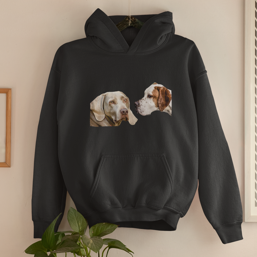 Hoodie mit Hundeportrait Hundekopf - personalisiert mit den Namen Ihrer liebsten Fellnase