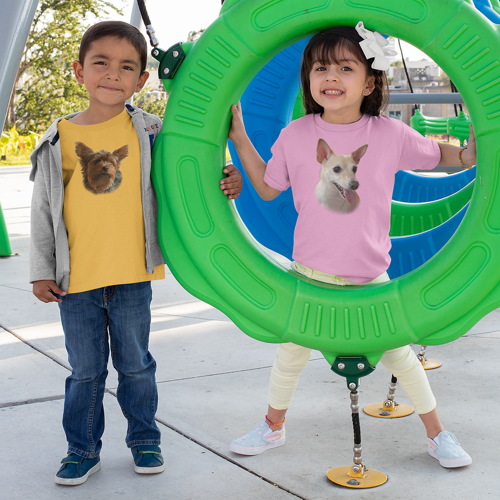 T-Shirt  mit Hundeportrait Hundekopf - personalisiert mit den Namen Ihrer liebsten Fellnase