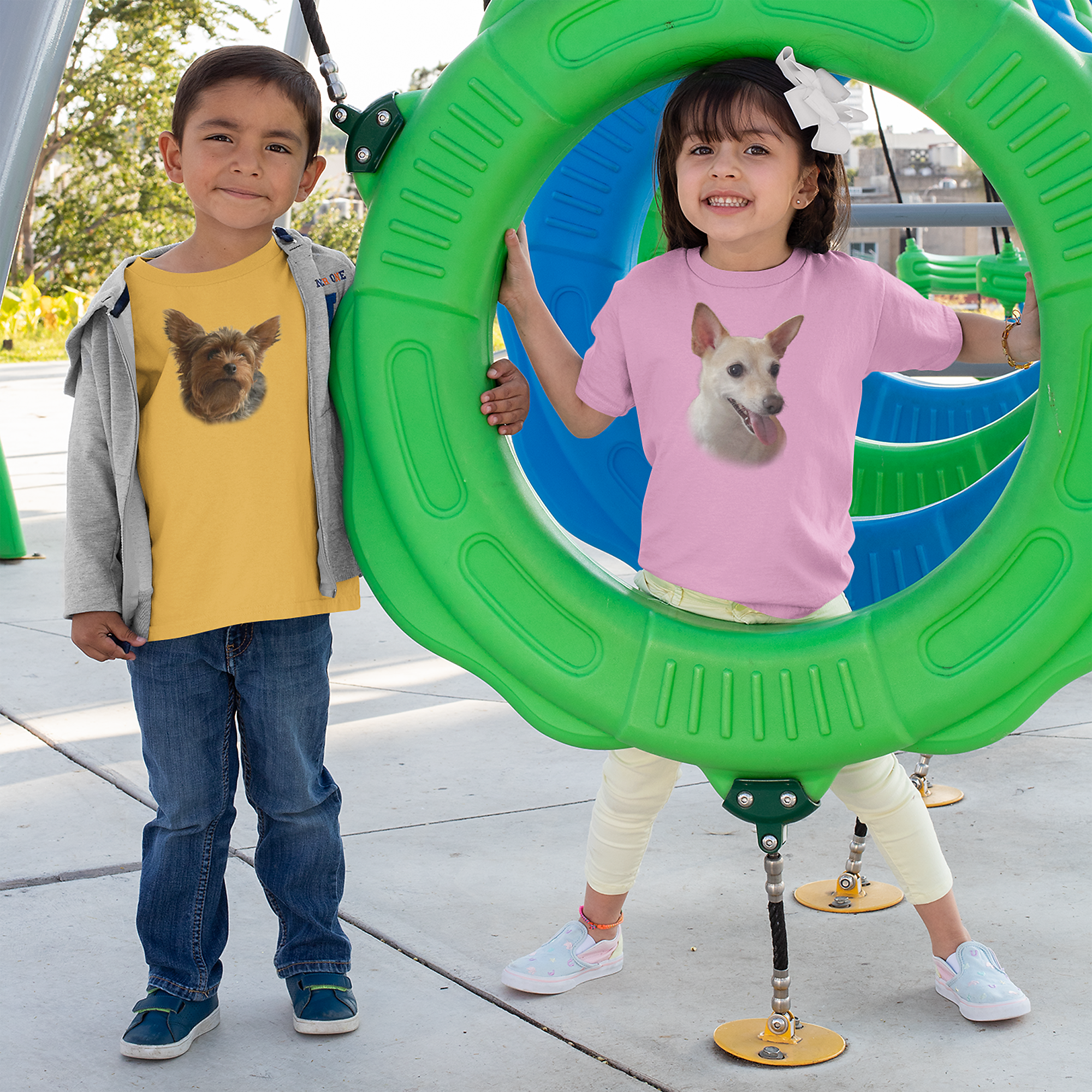 T-Shirt  mit Hundeportrait Hundekopf - personalisiert mit den Namen Ihrer liebsten Fellnase