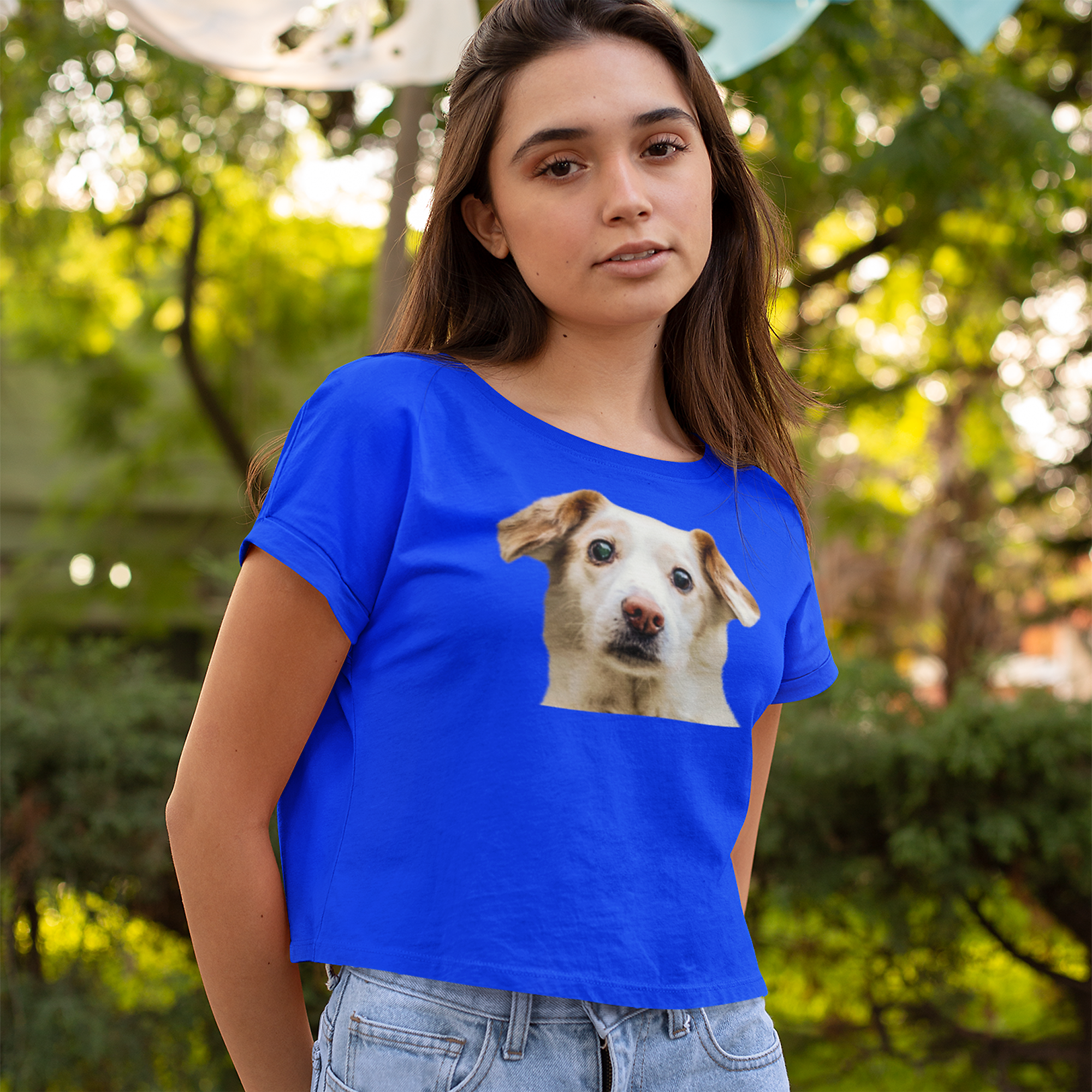 T-Shirt  mit Hundeportrait Hundekopf - personalisiert mit den Namen Ihrer liebsten Fellnase