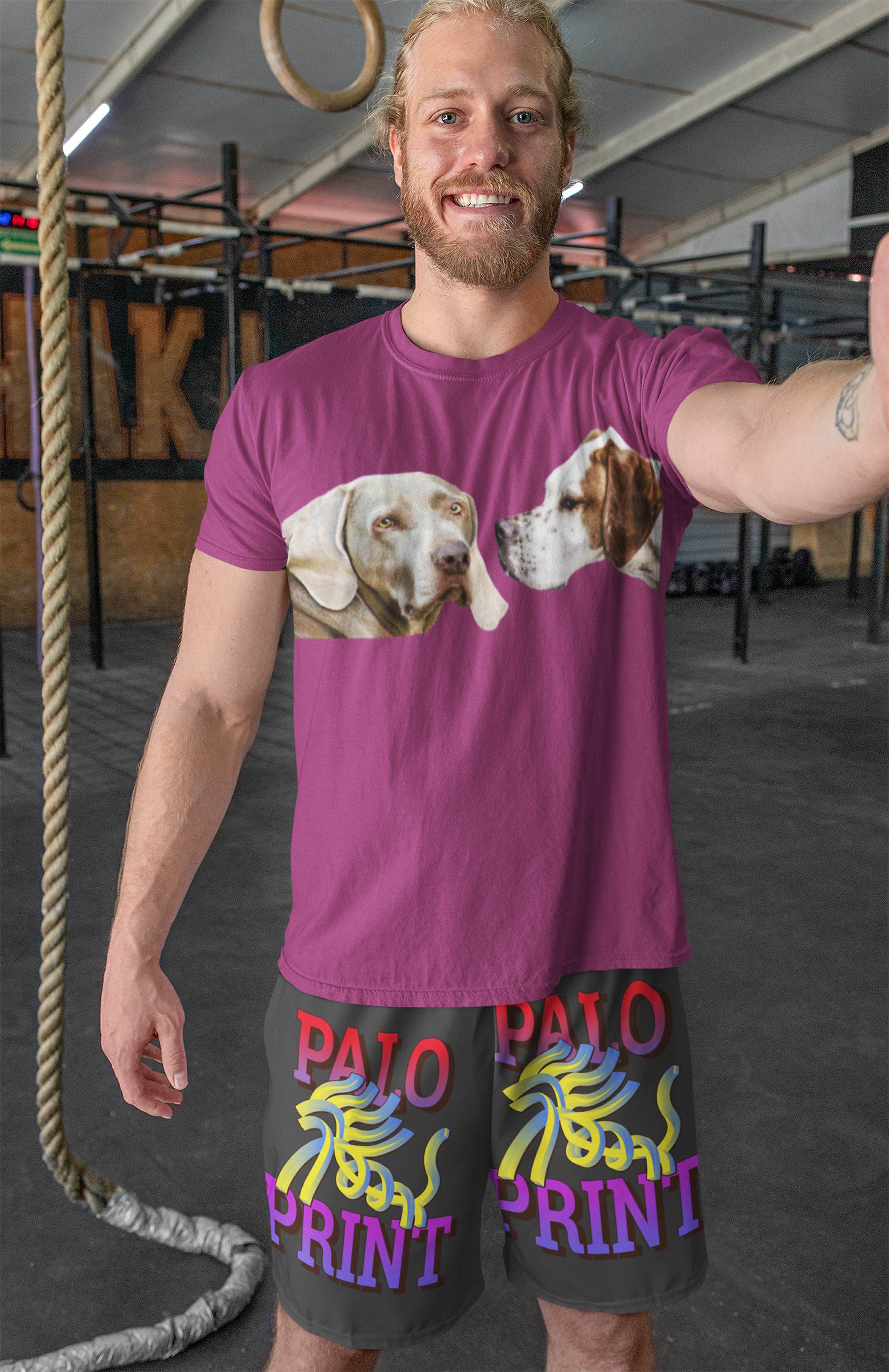T-Shirt  mit Hundeportrait Hundekopf - personalisiert mit den Namen Ihrer liebsten Fellnase