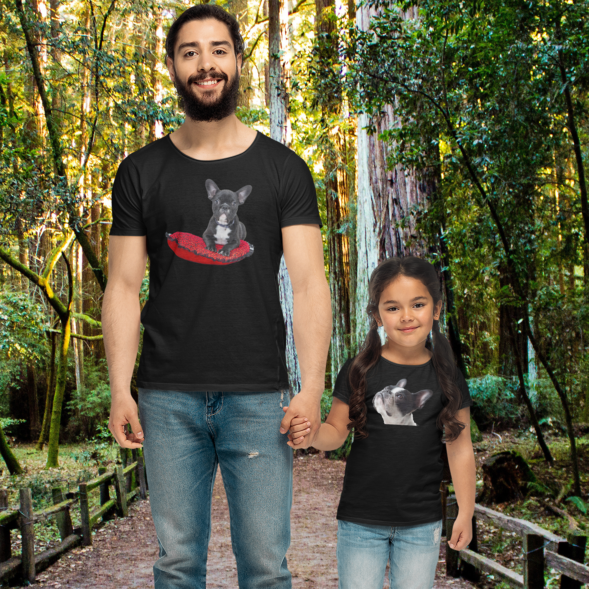 T-Shirt  mit Hundeportrait Hundekopf - personalisiert mit den Namen Ihrer liebsten Fellnase