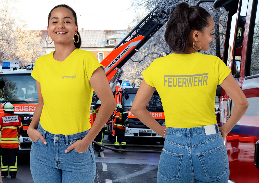 T-Shirt FEUERWEHR mit reflektierendem Brust- und Rückendruck