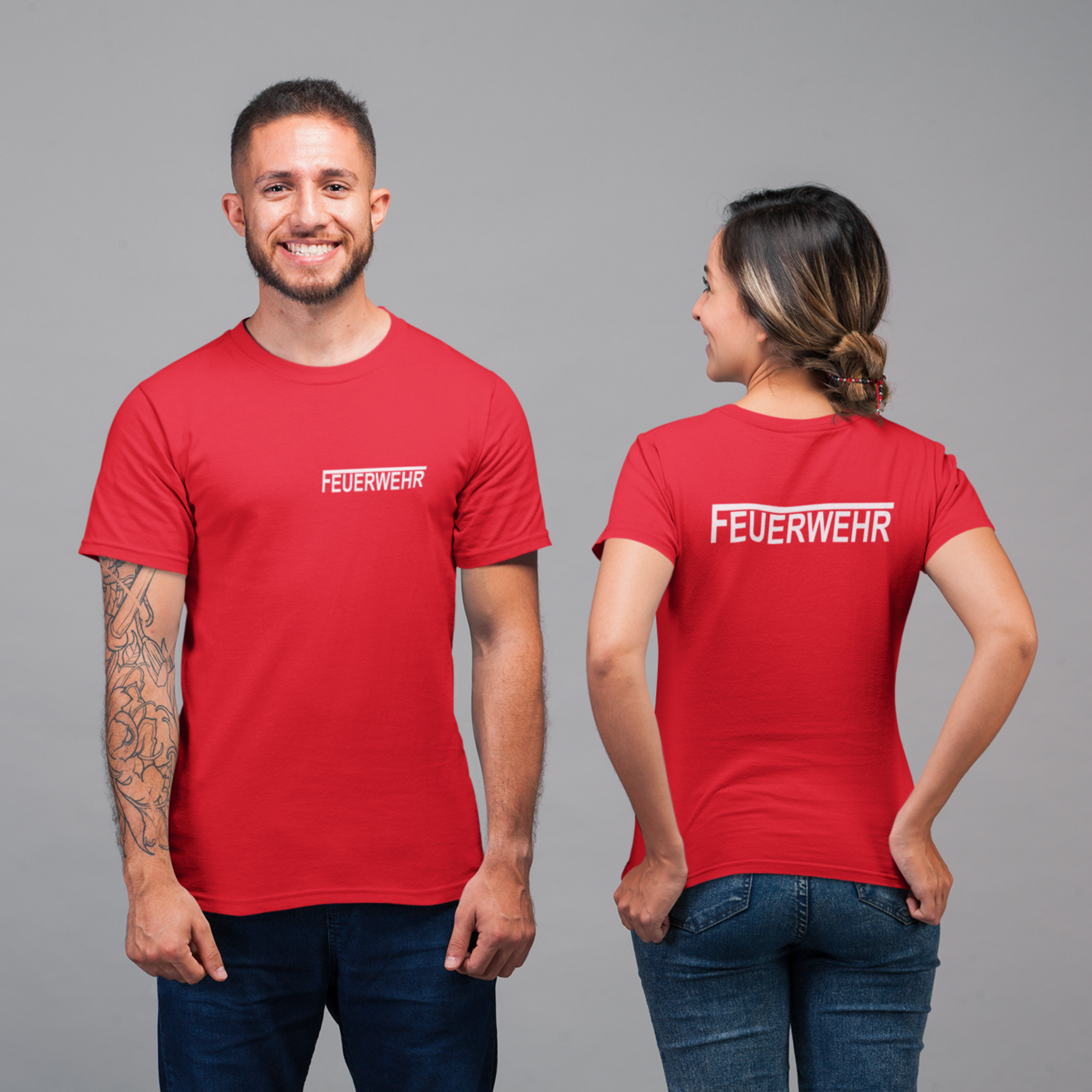 T-Shirt FEUERWEHR mit reflektierendem Brust- und Rückendruck