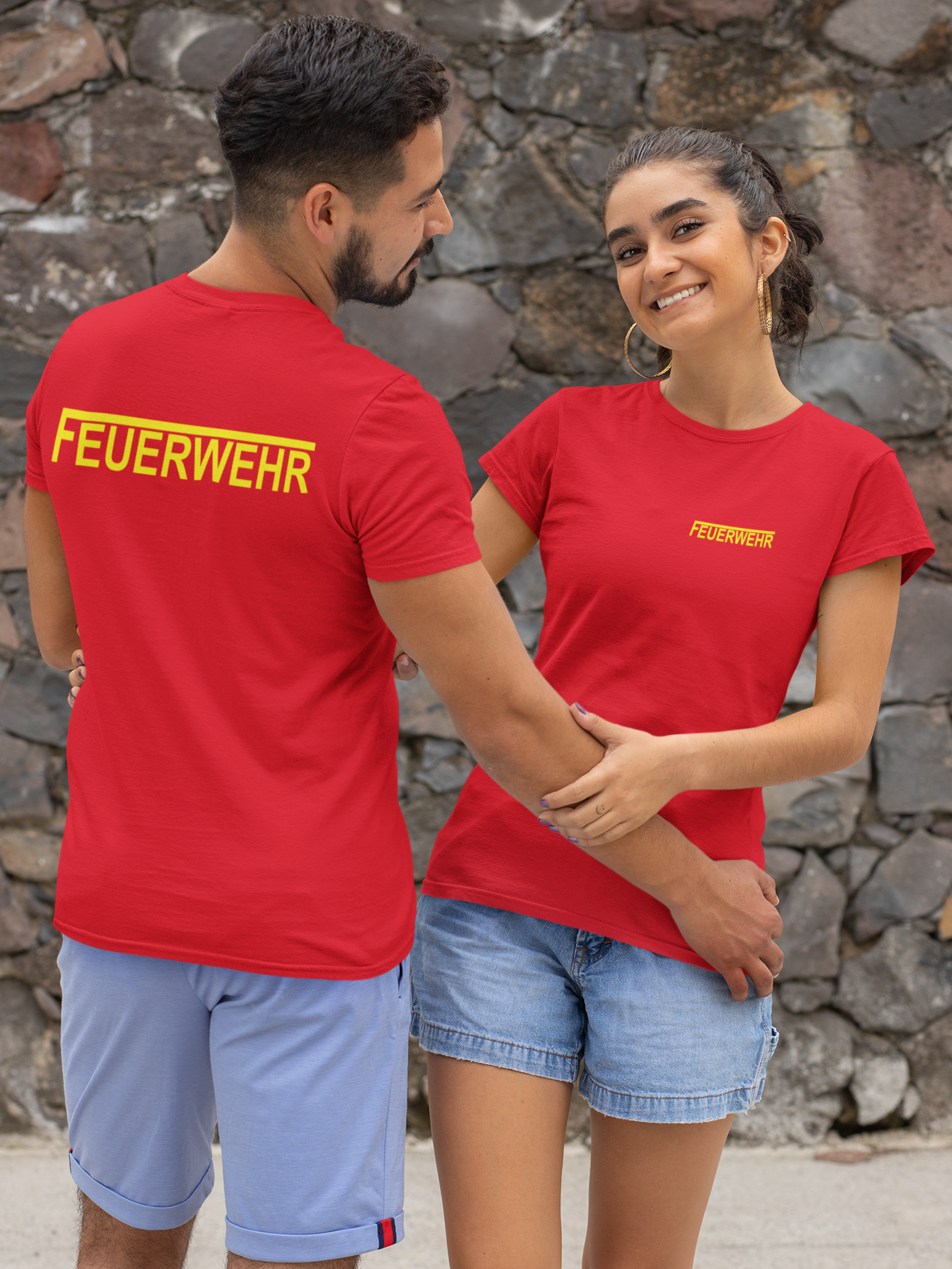 T-Shirt FEUERWEHR mit reflektierendem Brust- und Rückendruck