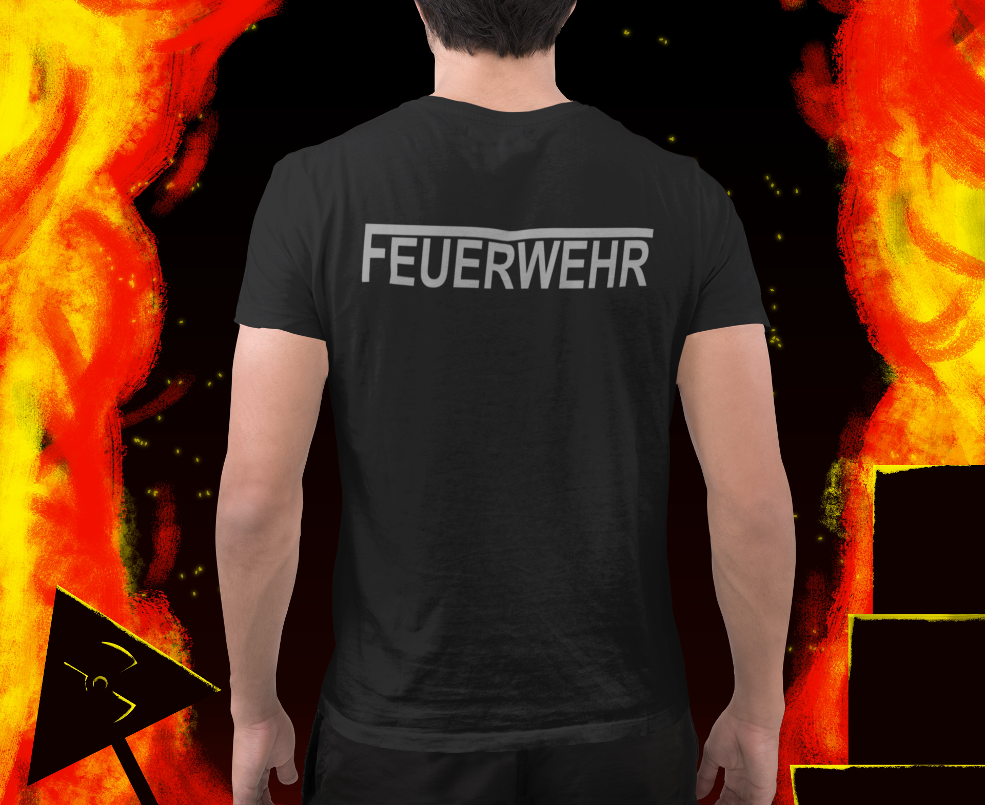 T-Shirt FEUERWEHR mit reflektierendem Brust- und Rückendruck