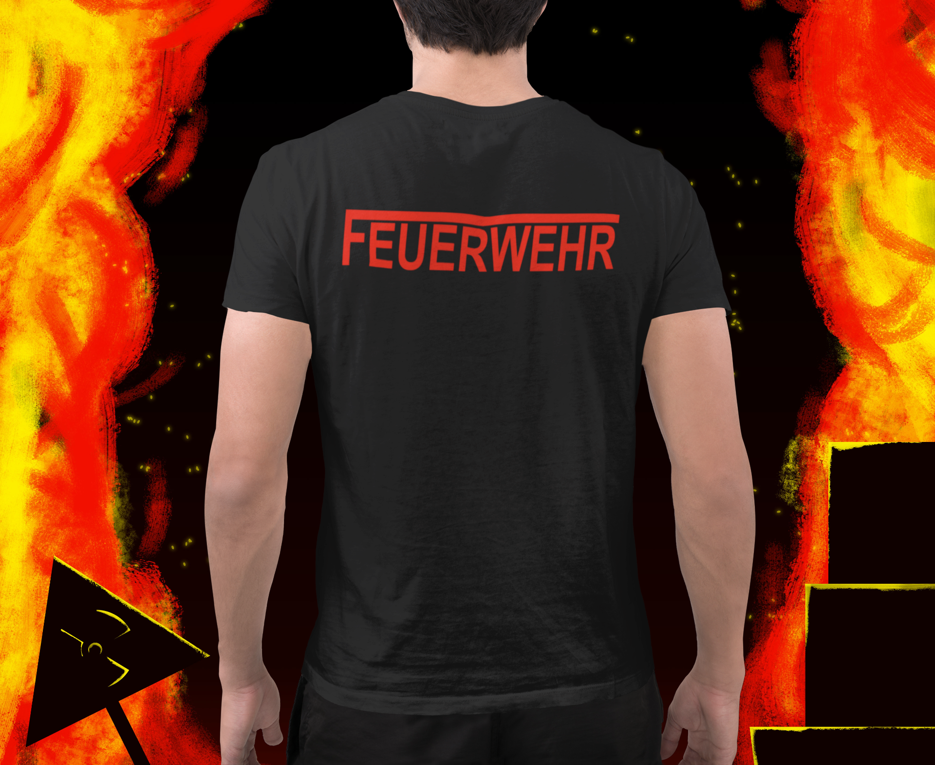 T-Shirt FEUERWEHR mit reflektierendem Brust- und Rückendruck