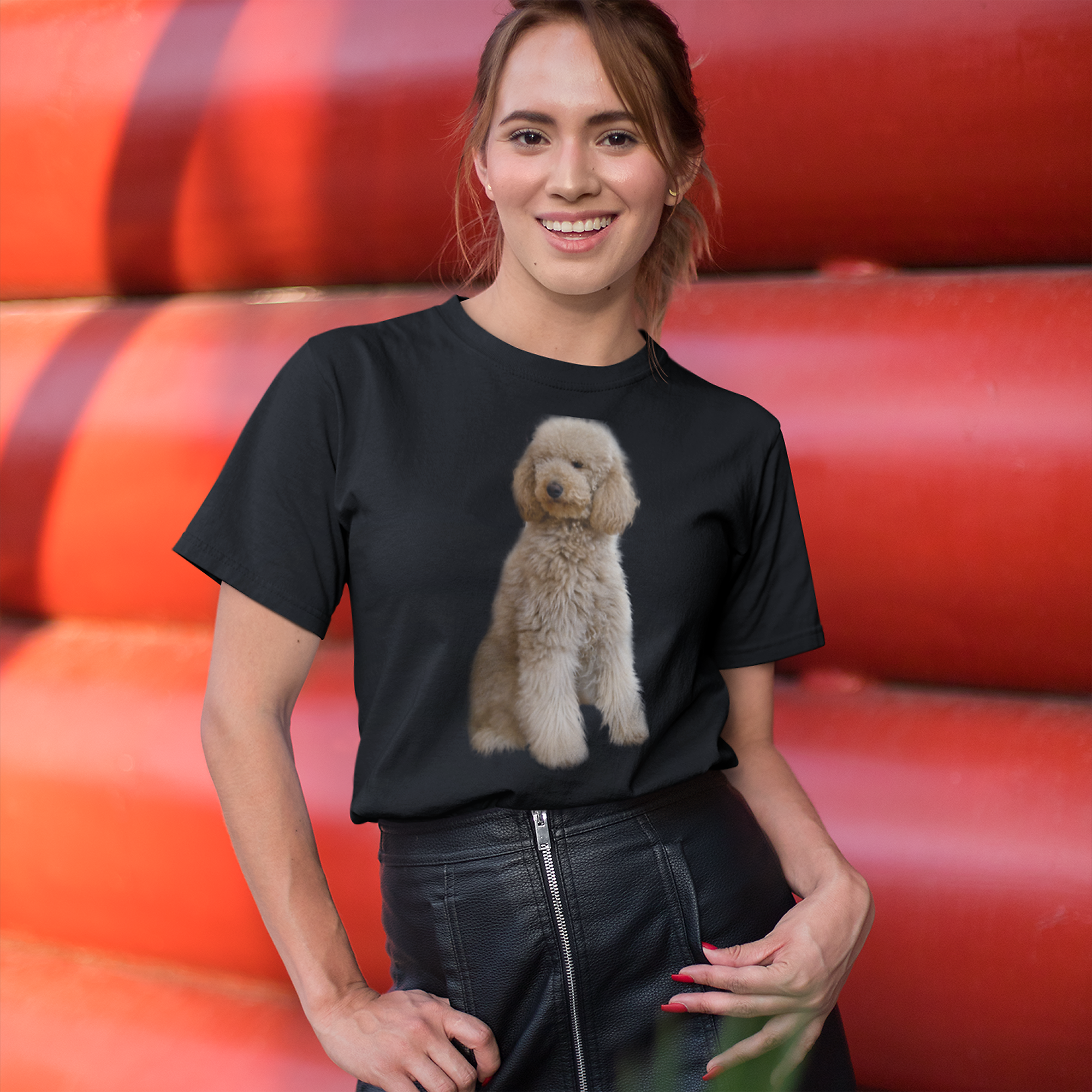 T-Shirt  mit Hundeportrait Hundekopf - personalisiert mit den Namen Ihrer liebsten Fellnase