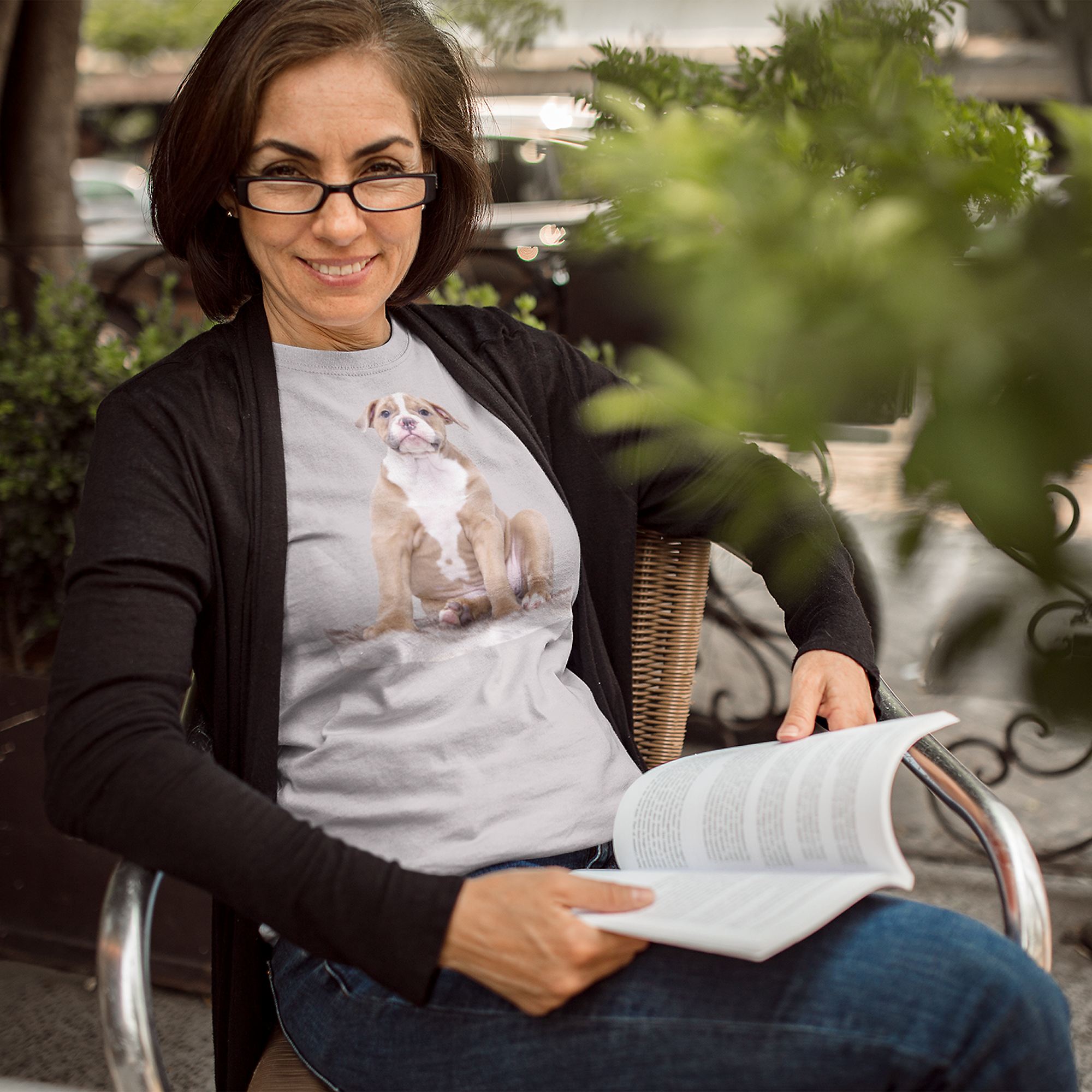 T-Shirt  mit Hundeportrait Hundekopf - personalisiert mit den Namen Ihrer liebsten Fellnase